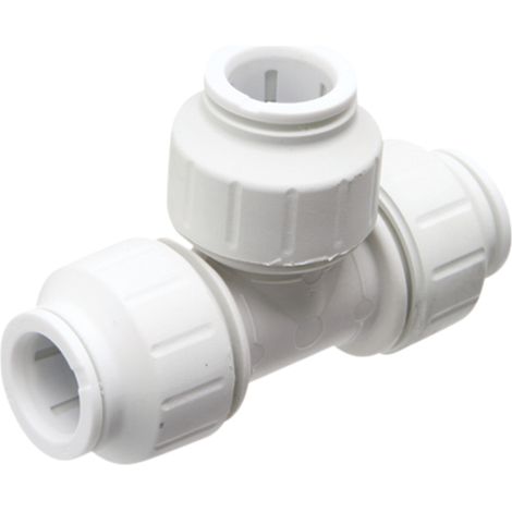 Raccordo a T Speedfit con morsetto, diametro 15 mm, sistema di fissaggio per linee di irrigazione a goccia.