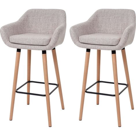 Juego de 2 taburetes de bar con reposapiés de tela estilo escandinavo TDB04029 (1/5)