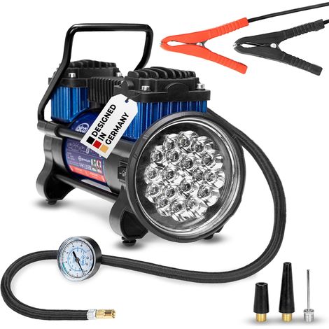 alca® Kompressor, Autokompressor, Luftkompressor mit Licht, 10 bar, Anschluss an 12V Autobatterie