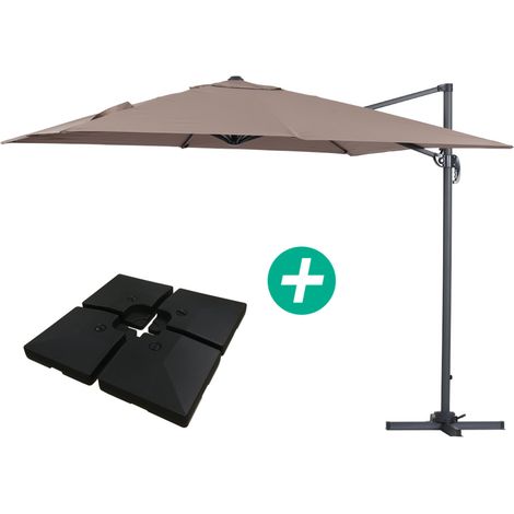 Ombrellone da giardino a sospensione "Sun 3 " - Quadrato - 3 x 3 - Talpa - Base inclusa (1/4)