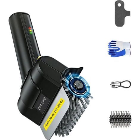 Kabellose elektrische Grillbürste, 1100 U/min, Bürstenkopf aus Edelstahl 304, USB-aufladbar, für Grills und Grillplatten, inklusive Handschuhen (1/5)