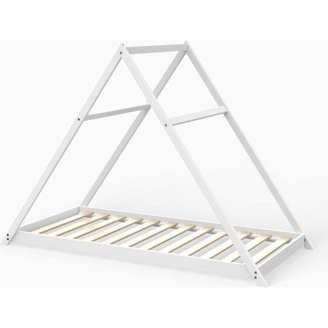 Lit cabane Apache 90x190 + 1 sommier/Blanc (1/4)