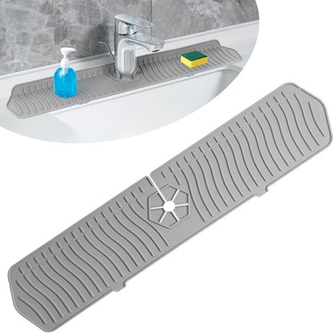 Tapis Anti-Éclaboussures Pour Évier - En Silicone - 61 x 14,5 cm - Pour Robinetterie Monotrou - Protection Contre Les Gouttes Et Éclaboussures Sur Plan De Travail - 1 Pièce (1/5)