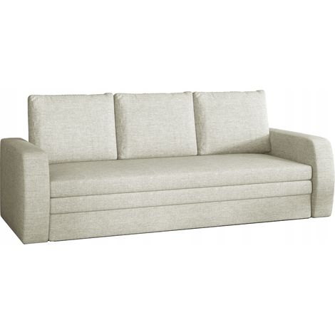 Canapé lit tissu beige clair avec coffre de rangement Liverna 220cm (1/5)