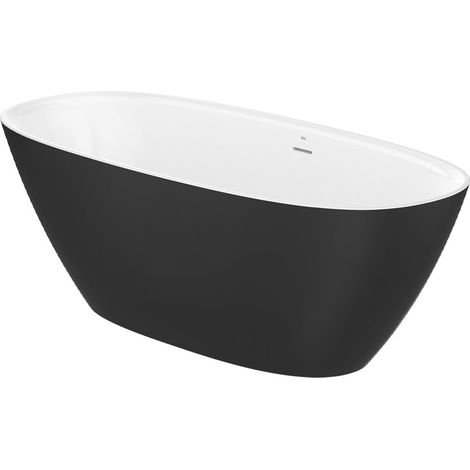 Baignoire en îlot ARIANE 240L en Stonex avec vidage et siphon - Noir (1/3)