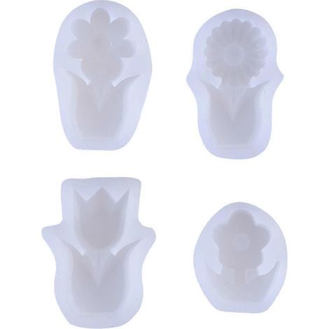 4 Silikonformen für 3D-Blumenkerzen zur Herstellung von selbstgemachten Bienenwachskerzen, Seife, Lotion, Wachs und Kuchen.