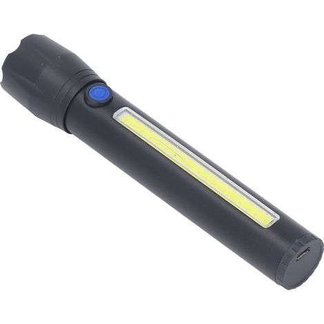 Lampe torche LED extérieure rechargeable USB longue portée COB super lumineuse zoom télescopique puissante lampe de poche (1/5)