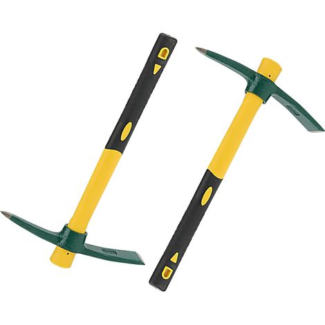 2 PCS 15 Inch Pick Mattock, Yellow Pick Mattock Hoe with Handle, Garden Mat for Gardening, Plants Camping (1/5)
