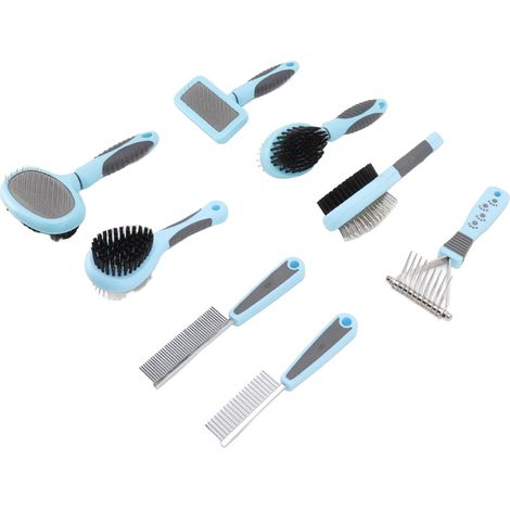 Ensemble brosse et peigne multifonction 8 en 1 pour démêlage et démêlage des poils de chat et d'animaux à poils longs (chats, chiens, etc.) (1/5)
