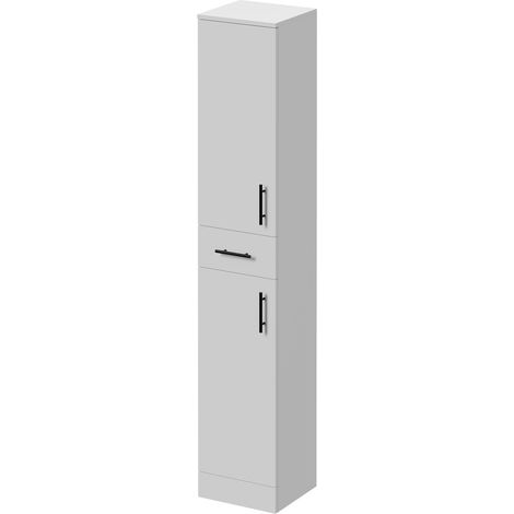 Alexander James Gloss White 350mm x 330mm Tall Storage Unit - 350mm - Matt Black 96mm Knurled Bar Handle
