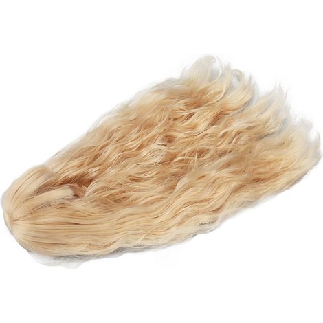 Perruque pour poupée, cheveux longs ondulés, résistante à la chaleur, couleur pêche, taille 1/3, à faire soi-même, avec fil métallique résistant à la chaleur. Convient aux poupées de 21 à 24 cm. (1/5)