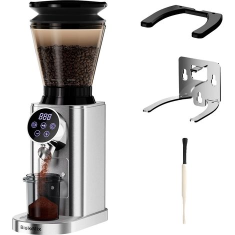 Moulin à café électrique, 220 V, 48 réglages, acier inoxydable, pour grains de café et épices, pour la maison, le bureau et les voyages.-AquaForge (1/2)