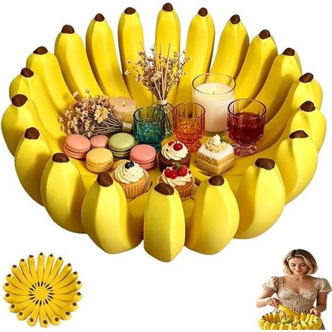Corbeille à fruits en forme de banane Ø25 cm, panier décoratif en plastique pour fruits et légumes, accessoire original pour cuisine et table (1/5)