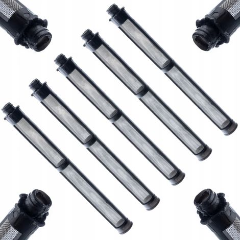 Rosfix Set Filter 60 Mesh Schwarz – Fingerfilter für Farbspritzgerät Graco FTX, XTR, Contractor  110 mm Länge, Ø 9 mm  Metall & Kunststoff  Lackierzubehör