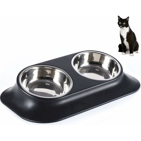 Green Mobility-Gamelle pour chat, protège la colonne cervicale 15 ° inclinée double bol pour chat et chien, antidérapant et anti-déversement, convient pour les animaux domestiques et les chats (1/5)