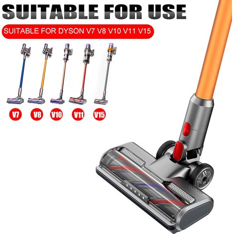 Cepillo turbo eléctrico motorizado compatible con Dyson V7 V8 V10 V11 V15 de liberación rápida con cerdas de rodillo para suelos de moqueta, parquet y baldosas con luz LED. (1/4)