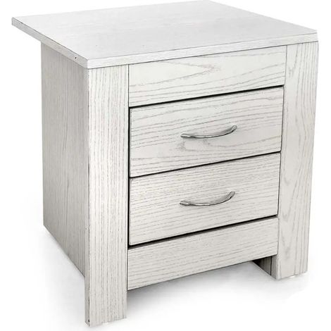 Commode moderne blanche effet bois avec 3 tiroirs 45 x 35 x 45 cm