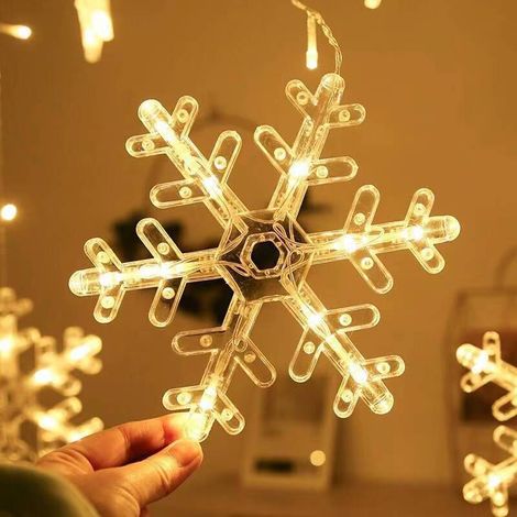 Guirlande lumineuse « flocons de neige » pour chambre à coucher, vitrine, guirlande de Noël colorée, guirlande lumineuse d'ambiance pour intérieur et extérieur, lumière blanche chaude, modèle à branch (1/3)