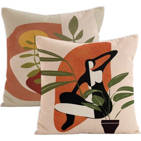 Housses de coussin bohèmes 45x45 cm (lot de 2), motif soleil géométrique, housses de coussin décoratives bohèmes (1/5)