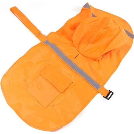 Imperméable ajustable pour chien avec capuche, imperméable réfléchissant pour chien, veste imperméable pour chien, orange, M (1/4)