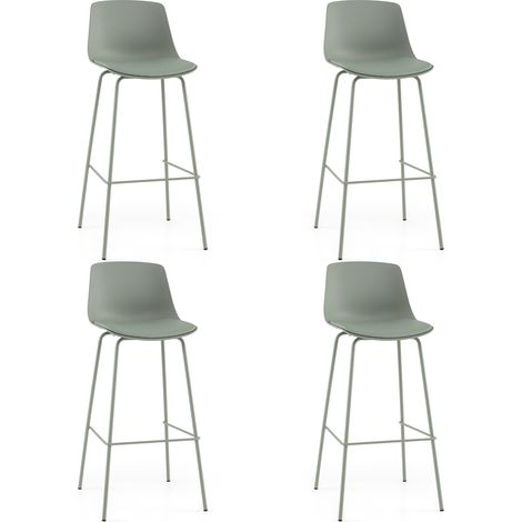 Costway – Lot de 4 tabourets de bar hauts en similicuir – Hauteur d'assise 76 cm – Dossiers incurvés et repose-pieds intégrés – Capacité 180 kg (1/5)