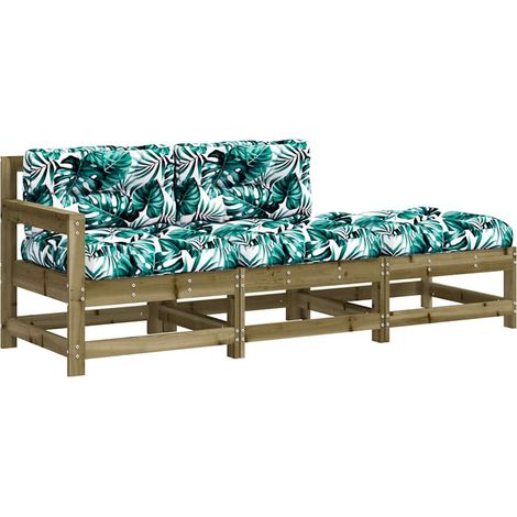 Set Divani da Giardino 3 pz Salotto da Giardino con Cuscini Legno Impregnato di Pino (1/5)