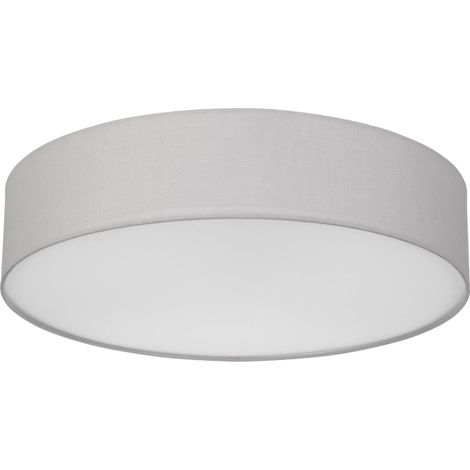 Plafonnier led - 50cm, rond, avec abat-jour en tissu, grijs (1/5)