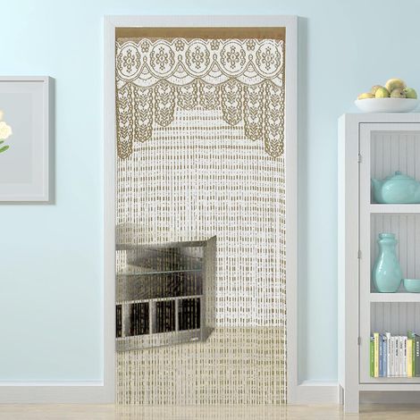 Rideau à pompons - Champagne, 100 cm x 200 cm, cantonnière semi-transparente, rideaux brodés pour la décoration intérieure du salon et de la chambre. (1/5)
