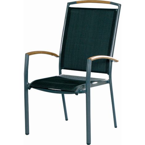 Inko Stapelsessel Frisco hoch Alu/Textil/Teak Stapelstuhl 3 Farben zur Auswahl