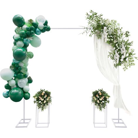 2x2 M Arche de Mariage avec 2 pièces 60cm H Support de Fleurs, Support de Fond en métal pour Anniversaire, Mariage, fête prénatale, décoration de Remise de diplôme (Blanc) (1/5)