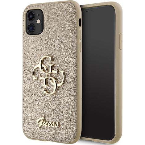 Guess Hardcase Schutzhülle für iPhone 11 mit Glitzer-Schriftzug in Gold (1/5)