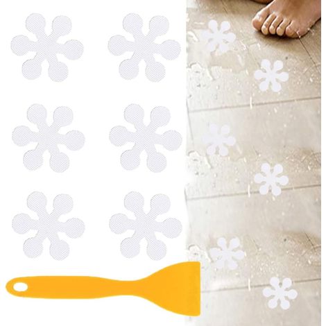 Leuchtende, rutschfeste, blumenförmige Aufkleber für Bad, Badewanne, Küche, Treppe, weiß, 8 × 8 cm, 12 Stück