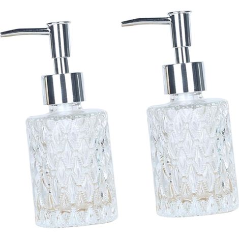 Dispensador de vidrio con bomba inoxidable para gel y champú (capacidad de 160 ml).