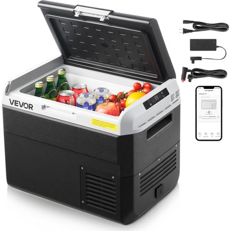 VEVOR Kompressor Kühlbox 30 L, Tragbarer Autokühlschrank mit Einstellbarer Temperatur & App-Steuerung, Kühlschrank 12/24 V DC und 100–240 V AC für Outdoor Camping Reisen und Wohnmobile