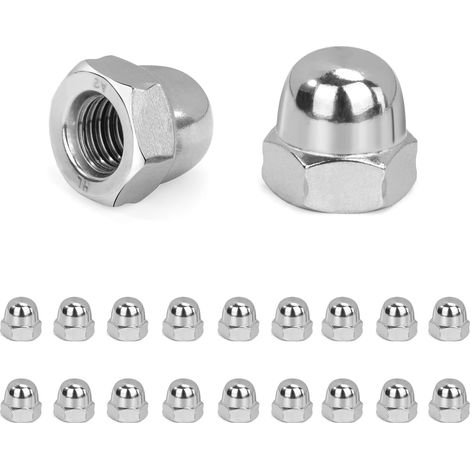 Écrou Borgne M6 Hexagonal en Acier Inoxydable pour Vis, Boulons et Tiges Filetées - Conforme à Norme DIN 1587 - 20 Pièces (1/5)