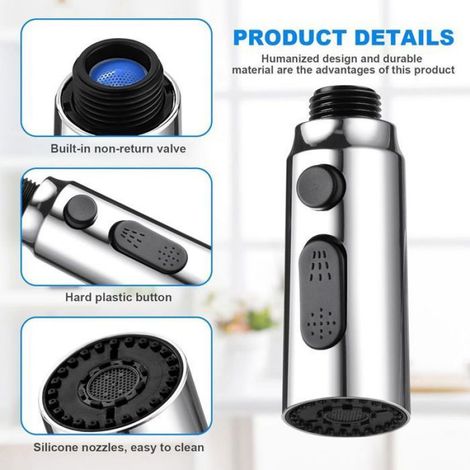 Rallonge Pour Robinet - 3 Modes De Flux - Compatible Cuisine Evier Salle De Bain Toilettes - 38 Cm - En ABS (1/5)