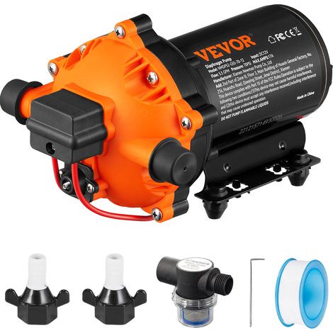 VEVOR Pompa a Membrana per Acqua 12 V CC, Portata 5,5 GPM, Pressione nominale 70 PSI Regolabile tra 40-100 PSI, Pompa Autoadescante MNPT con Pressostato per Camper, Barca