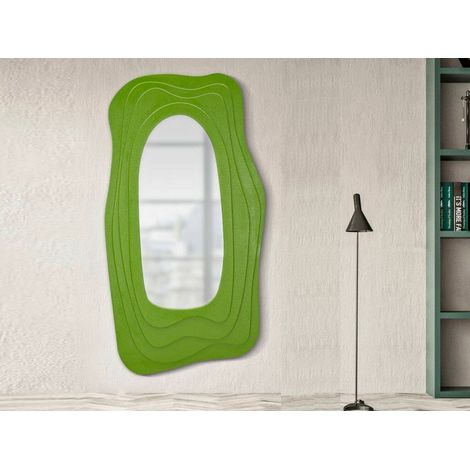 Dmora - Espejito Pregola, Espejo, Objeto de decoración de pared, Decoración de espejo, 90x4 h165 cm, Verde (1/5)