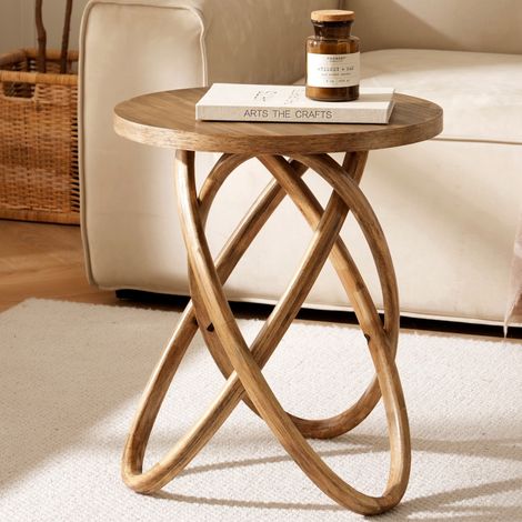 Table d’appoint ronde marron avec 3 pieds Ø45xH55cm (1/5)