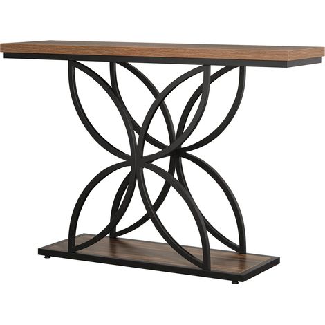 Console da ingresso industriale in MDF e metallo, 120 x 30 x 83 cm, nero e marrone, MODENUIT (1/5)