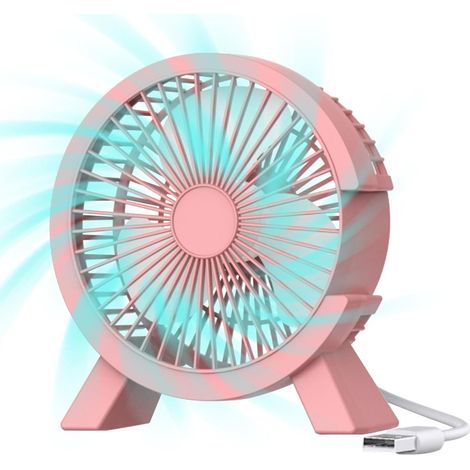 Mini Ventilateur de Bureau – Petit Silencieux Mignon, USB Alimenté – pour Appareil Chambre ,Chevet – Rose (1/5)
