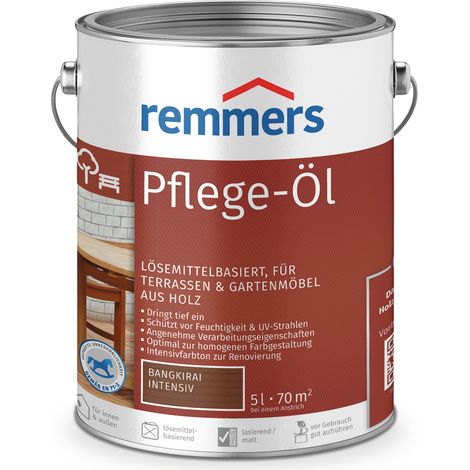 Remmers Pflege-Öl bangkirai intensiv, 5 Liter, Holzöl für Holz innen und außen, wasserabweisend, wetterfest, für Gartenmöbel und Holzterrassen geeignet