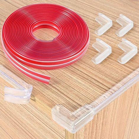 6m Pré-adhésif Protection Table Bebe, Coin de Table Protection Bebe Protection Coin de Table Bébé Protection Angle Bebe Protection Meuble Bébé avec 4 Protection Angle Silicone (1/4)