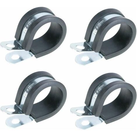 20pcs colliers de serrage métallique avec insert caoutchouc diamètre 25mm fixation tube P clip serre cable tuyau conduit collier (1/2)