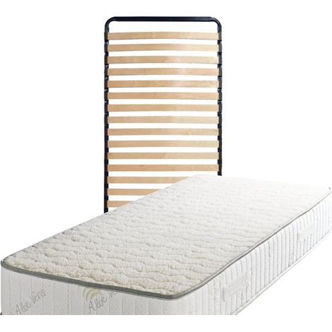 Conjunto de Colchón y Somier 120x190 - 23 cm - Cara Invierno Lana - Soporte Muy Firme - Confort Óptimo - Incluye Somier Desmontado y Patas - Protector para Conjunto de Colchón y Somier Gratis