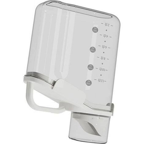 Boîte de conservation hermétique pour céréales de 2000 ml avec verre doseur, grand pot à riz transparent portable pour la cuisine, blanc (1/5)