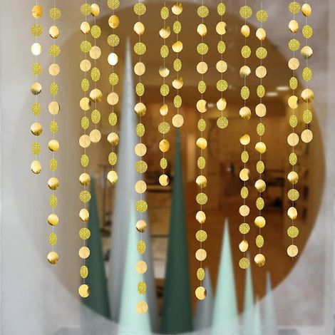 Goldene Punktgirlande, goldene Partydekorationen, glitzernde Punktbanner, hängende Kulisse