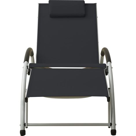 Chaise longue, Fauteuil Relax, pour Jardin Balcon Camping, avec oreiller Textilène Noir OIB4992E (1/5)
