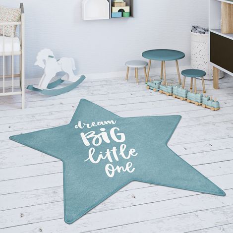 Paco Home Kinderteppich Teppich Kinderzimmer Spielmatte Stern Rutschfest Blau Weiß 80 cm Stern-Form