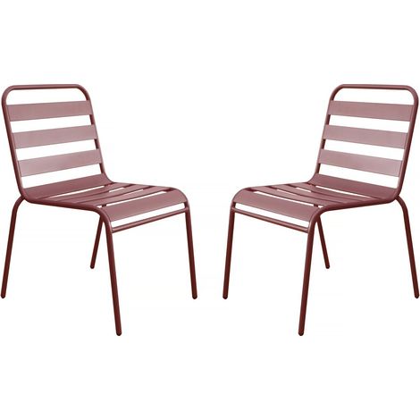 Lot de 2 chaises de jardin en métal empilables "Bilbao" - Terracotta